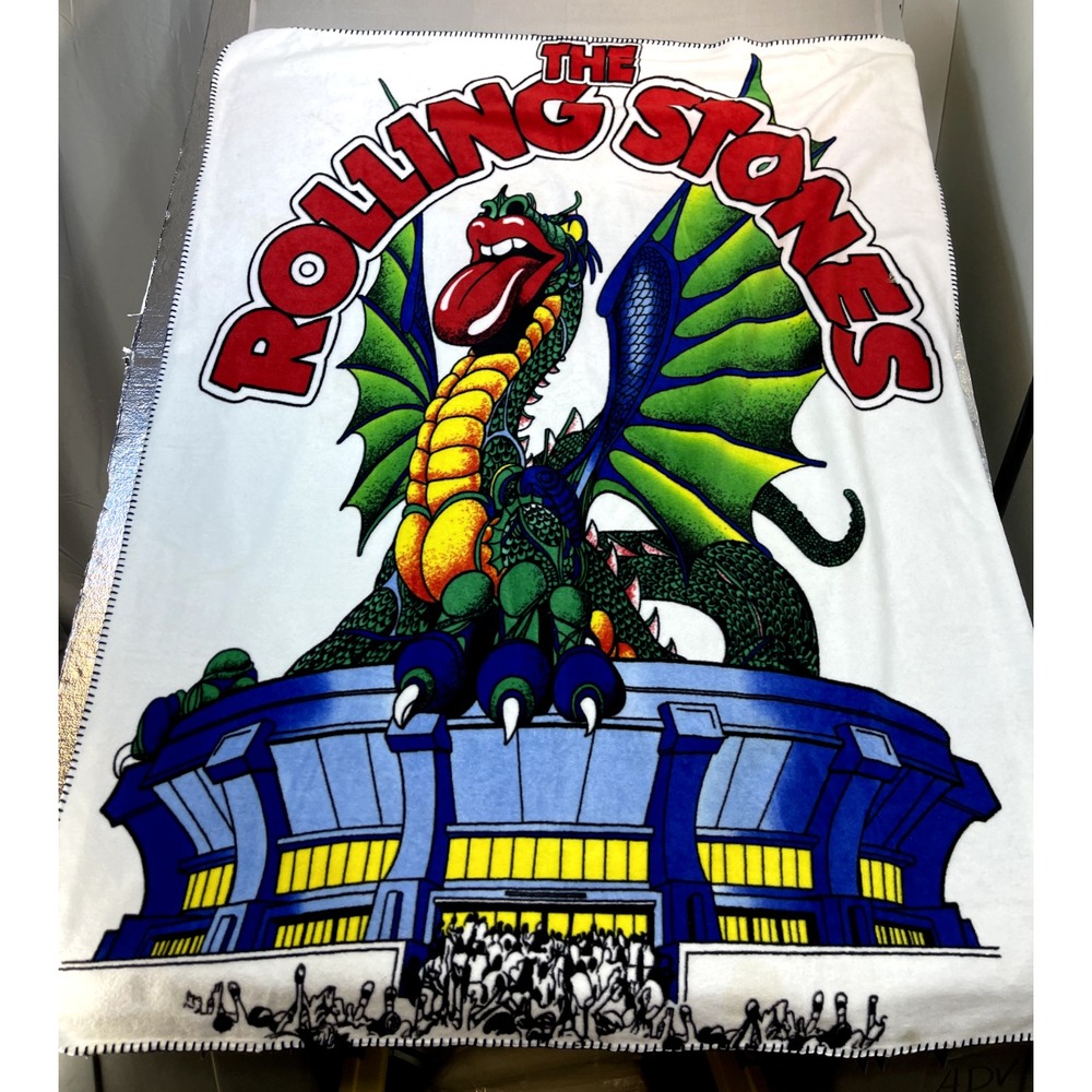 Vintage Rolling Stones Tour Blanket 61" L X 47" W Dragon